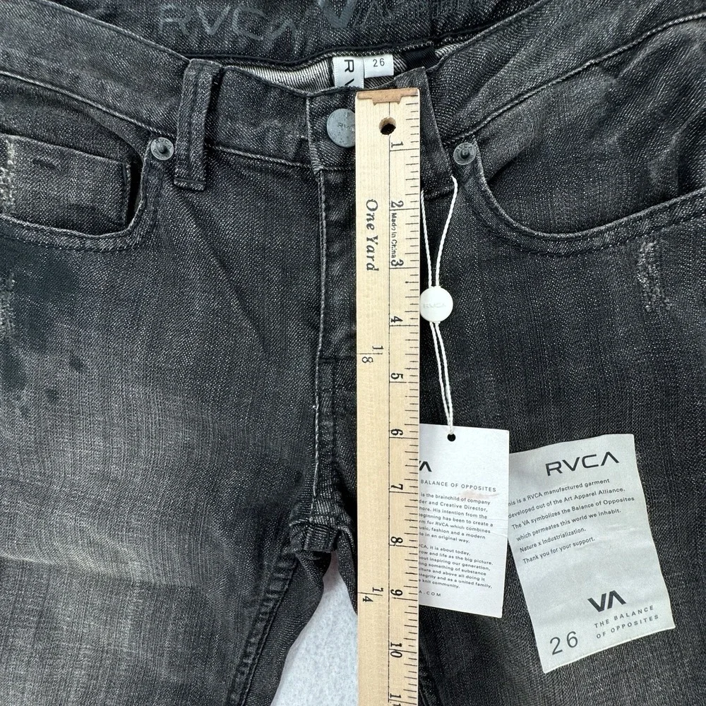 NWT RVCA Jeans Womens 26 Low Rise Skinny Black Denim Basic‎